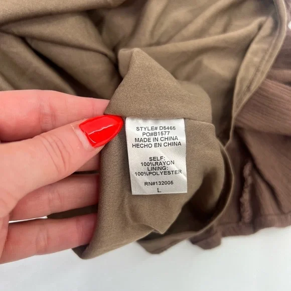 Entro Brown Boho Bell Sleeve Mini Dress or Tunic Shirt Size L Large - Picture 8 of 11